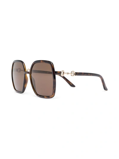 Shop Gucci Oversize-frame Horsebit-detail Sunglasses In Brown