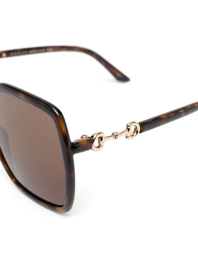 Gucci Brown Oversized Horsebit Detail Square Sunglasses