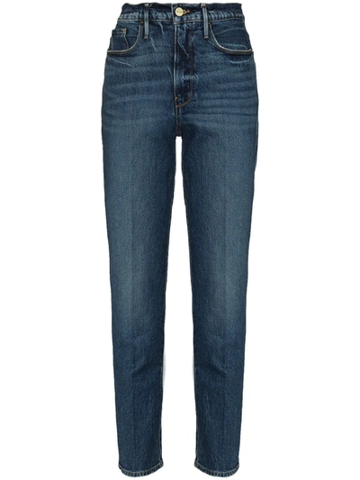 Shop Frame Le Sylvie Slender Straight-leg Jeans In Blue