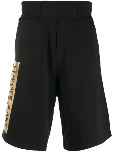 Shop Versace Jeans Couture Foil Logo Printed Shorts In Black