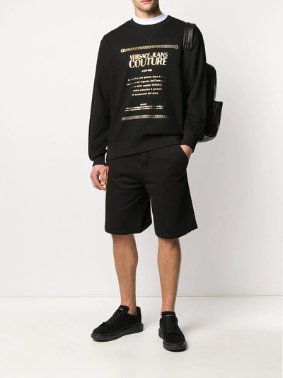 Shop Versace Jeans Couture Foil Logo Printed Shorts In Black