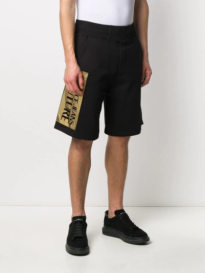 Shop Versace Jeans Couture Foil Logo Printed Shorts In Black