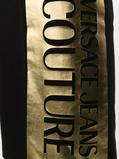 Shop Versace Jeans Couture Foil Logo Printed Shorts In Black