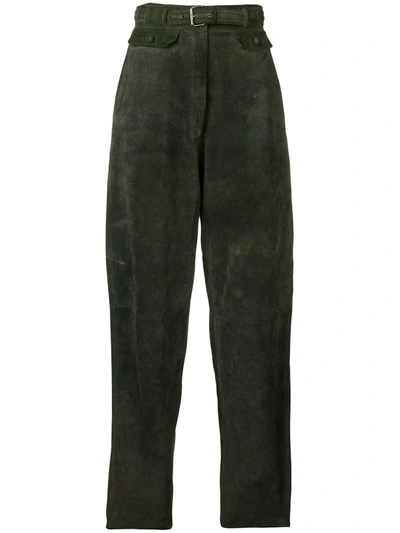 Pre-owned Versace 1980's Tapered-leg Trousers In Green