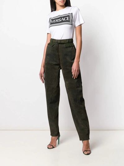 Pre-owned Versace 1980's Tapered-leg Trousers In Green