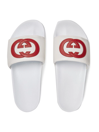 Shop Gucci Interlocking-g Slides In White