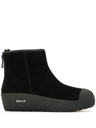 Shop Bally Platform Leather Ankle Boots In Black