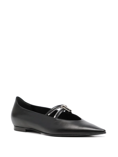 Shop Off-white Paperclip-detail Ballerina Shoes In Schwarz