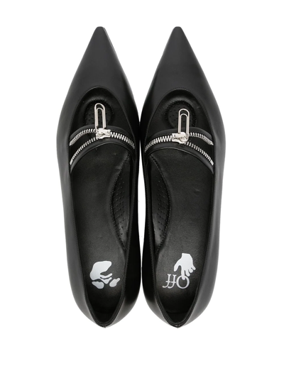 Shop Off-white Paperclip-detail Ballerina Shoes In Schwarz