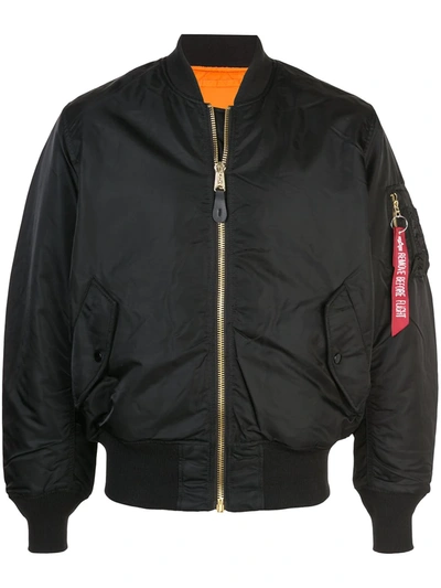 Shop Alpha Industries Oversized Bomber Jacket In Black