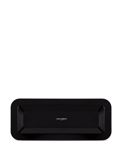 Dolce & Gabbana Medium Leopard-print Wood Tray In Schwarz