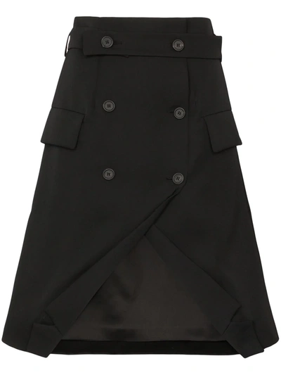 Shop Delada Double-breasted Tuxedo Skirt In Black