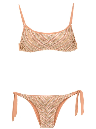 Shop Amir Slama Printed Bikini Top In Neutrals