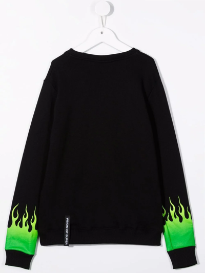 Shop Vision Of Super Flame Print Sweatshirt In Black