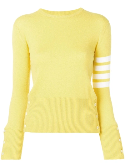 Shop Thom Browne 4-bar Crew Neck Cashmere Jumper In Yellow