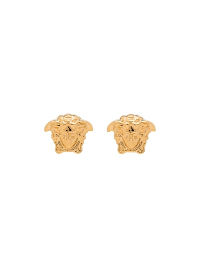 Shop Versace Metallic Medusa Stud Earrings