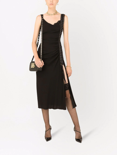 Dolce & Gabbana Women's Lace-detailed Cady Midi Cocktail Dress In Black