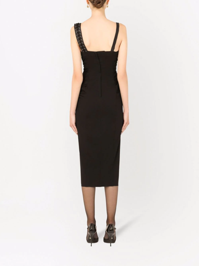Dolce & Gabbana Women's Lace-detailed Cady Midi Cocktail Dress In Black
