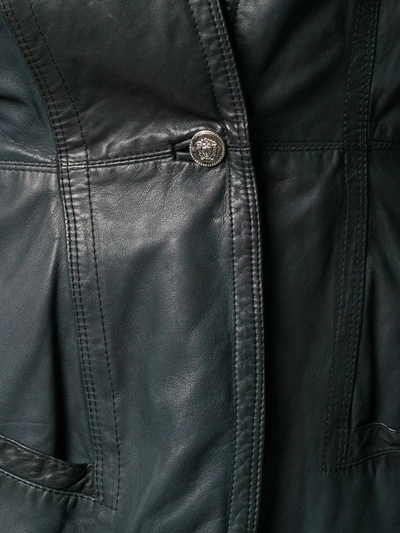 Pre-owned Versace 1980's Leather Jacket In Green