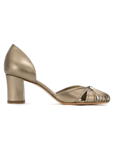 Shop Sarah Chofakian Leather Pumps In Metallic