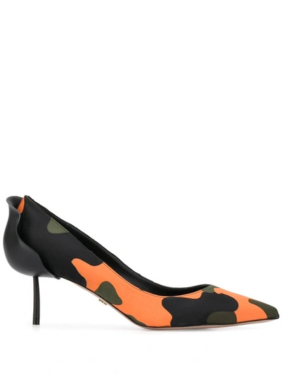 Le Silla Pin Heel 40mm Petalo Pumps In Orange