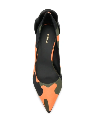 Le Silla Pin Heel 40mm Petalo Pumps In Orange