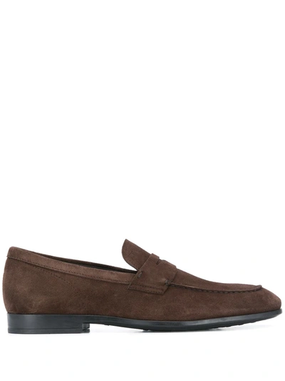 Shop Tod's Low-heel Loafers In Brown