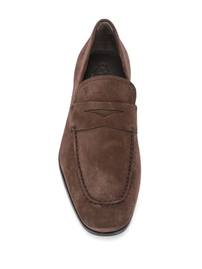 Shop Tod's Low-heel Loafers In Brown