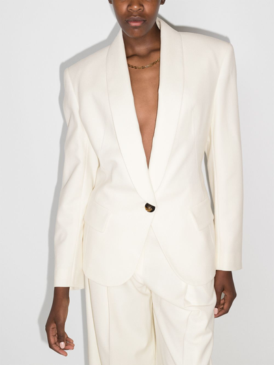 Shop Alexandre Vauthier Padded-shoulder Single-breasted Blazer In Weiss