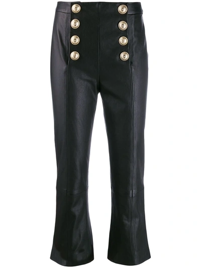Shop Balmain Flared Cropped Trousers In Black