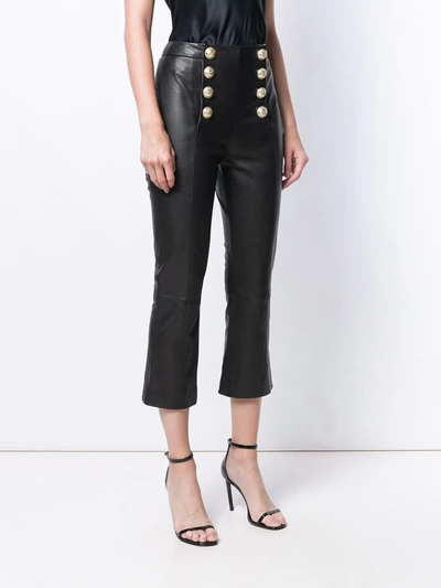 Shop Balmain Flared Cropped Trousers In Black