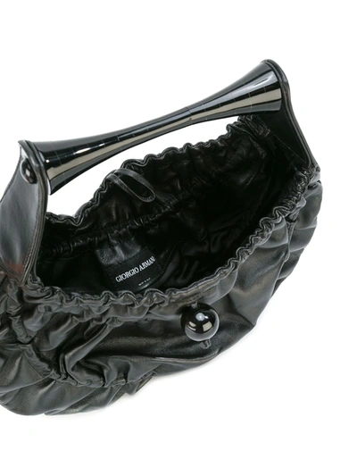 Pre-owned Giorgio Armani Gathered Effect Tote Bag In Black