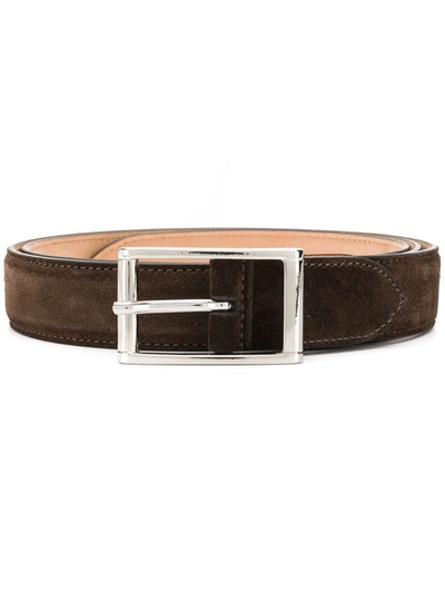 Shop Scarosso Classic Square Buckle Belt In Brown