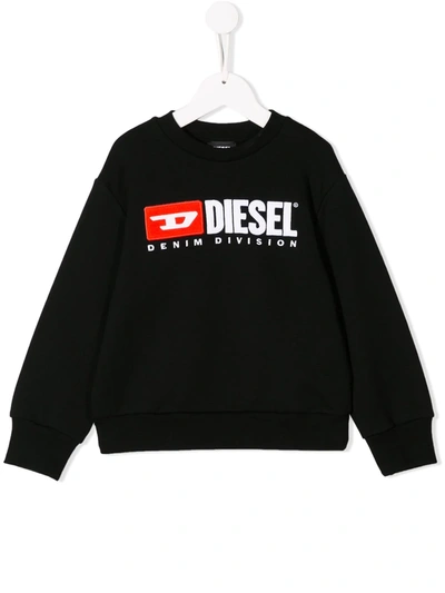 Shop Diesel Contrast Logo Sweatshirt In Black