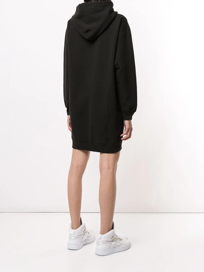 Shop A Bathing Ape Sequin-logo Hooded Sweatshirt Dress In Black