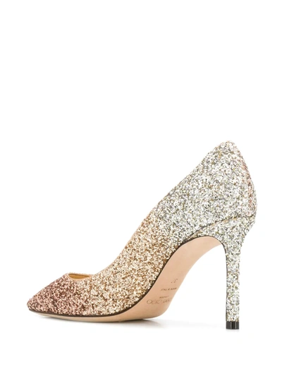 Shop Jimmy Choo Romy 85mm Glitter Pumps In Gold