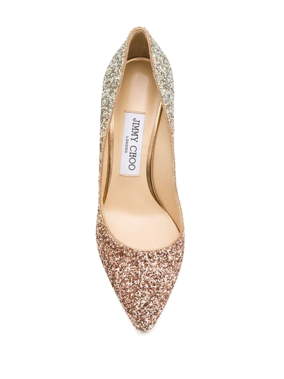 Shop Jimmy Choo Romy 85mm Glitter Pumps In Gold