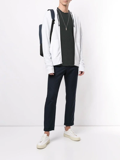 Shop James Perse Plain Zipped Hoodie In White