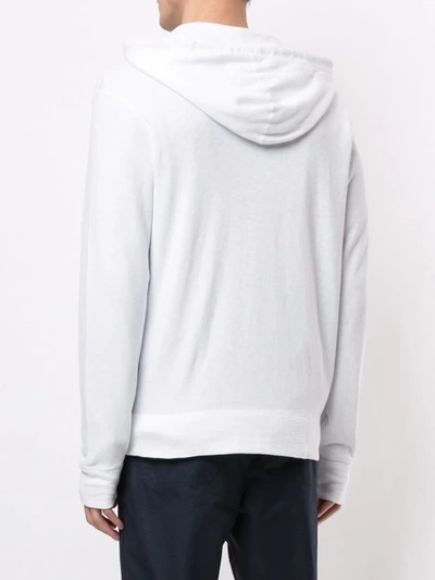 Shop James Perse Plain Zipped Hoodie In White
