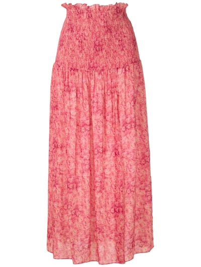 Shop Adriana Degreas Floral Midi Skirt In Pink