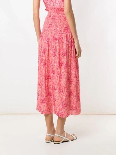 Shop Adriana Degreas Floral Midi Skirt In Pink
