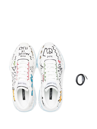 Shop Dolce & Gabbana Hand-painted Daymaster Sneakers In White ,black