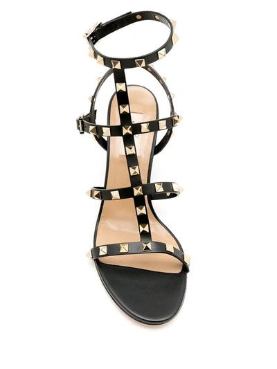 Valentino Leather Rockstud Block Heel Sandals In Black