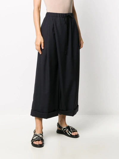 Shop Marni Cropped Wide-leg Trousers In Blue