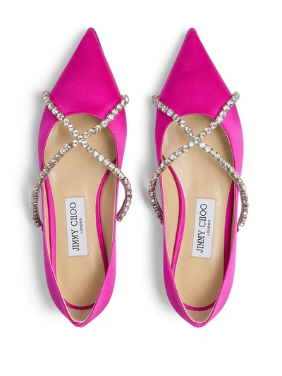 Shop Jimmy Choo Genevi Crystal-embellished Ballerina Shoes In Pink