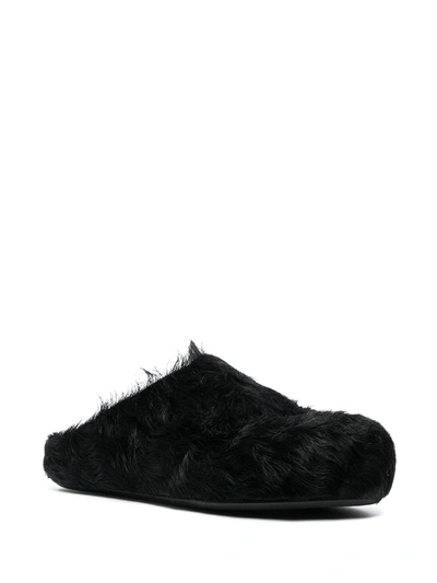 Shop Marni Fussbet Sabot Calf-hair Slippers In Black