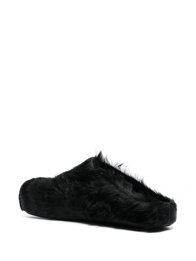 Marni Sabot Fussbett In Vitello A Pelo Lungo Nero In Black