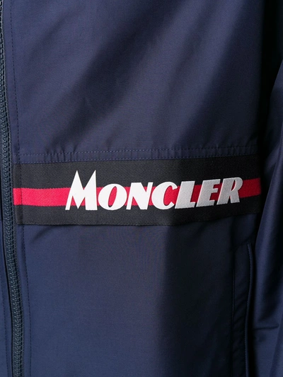 Shop Moncler Zip-through Hooded Coat In Blue