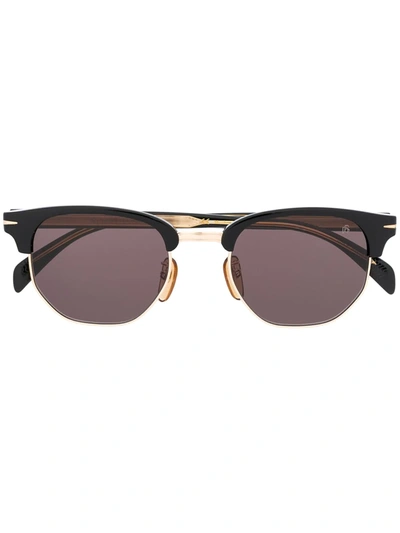 Shop David Beckham Eyewear Square Half-frame Sunglasses In Black