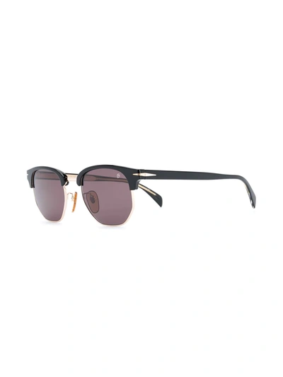 Shop David Beckham Eyewear Square Half-frame Sunglasses In Black